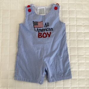 Lil Cactus All American Boy Gingham Romper 2T | Patriotic